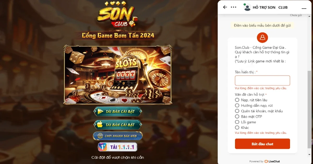 Cách thức liên hệ SONCLUB để được hỗ trợ giải đáp thắc mắc 2 Liên hệ qua Live Chat